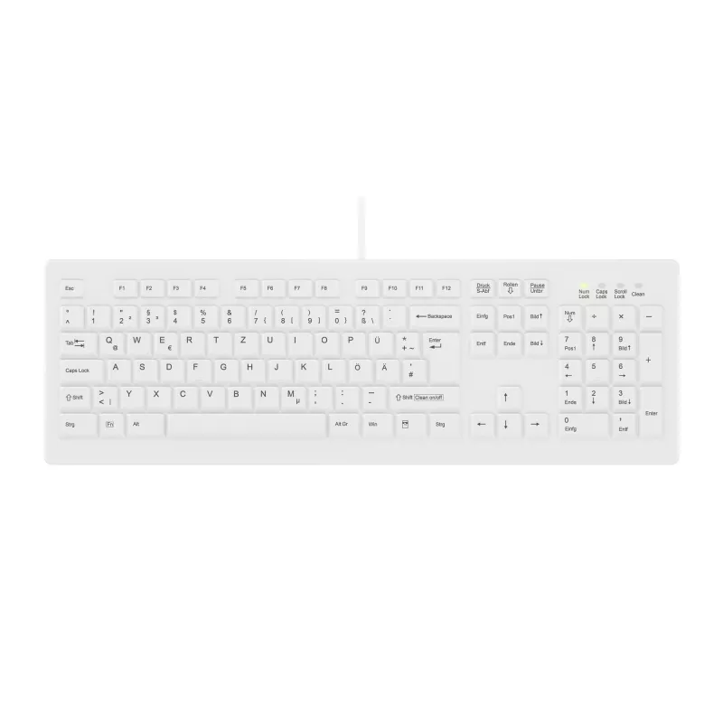 Contour Design Active Key Contour ClassicClean medicininė klaviatūra IP68 pilno dydžio laidinė balta DE C8100