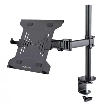 StarTech.com nešiojamojo kompiuterio stalo laikiklis - Monitoriaus ir nešiojamojo kompiuterio laikiklis - Ekranai iki 34 colių (8 kg) ir nešiojamieji kompiuteriai (4,5 kg) - Lankstoma VESA nešiojamojo kompiuterio dėklo rankena - Spaustuvas / kiaurymės tvirtinimas