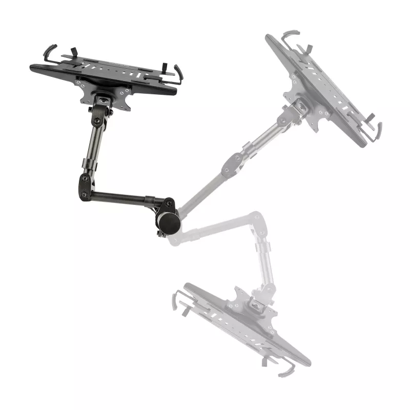 StarTech.com nešiojamojo kompiuterio stalo laikiklis - Monitoriaus ir nešiojamojo kompiuterio laikiklis - Ekranai iki 34 colių (8 kg) ir nešiojamieji kompiuteriai (4,5 kg) - Lankstoma VESA nešiojamojo kompiuterio dėklo rankena - Spaustuvas / kiaurymės tvirtinimas