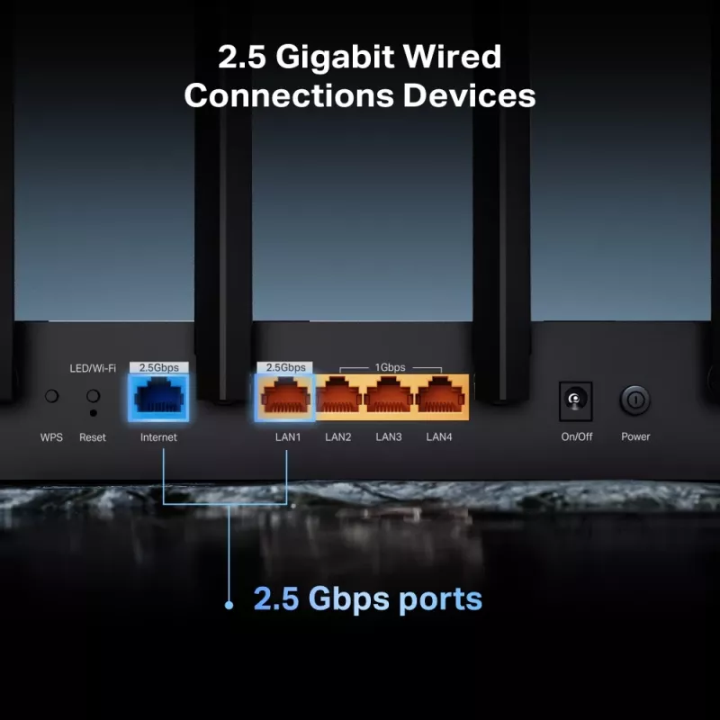 TP-Link Archer BE400 belaidis maršrutizatorius 2,5 Gigabit Ethernet dviejų dažnių (2,4 GHz / 5 GHz) juodas