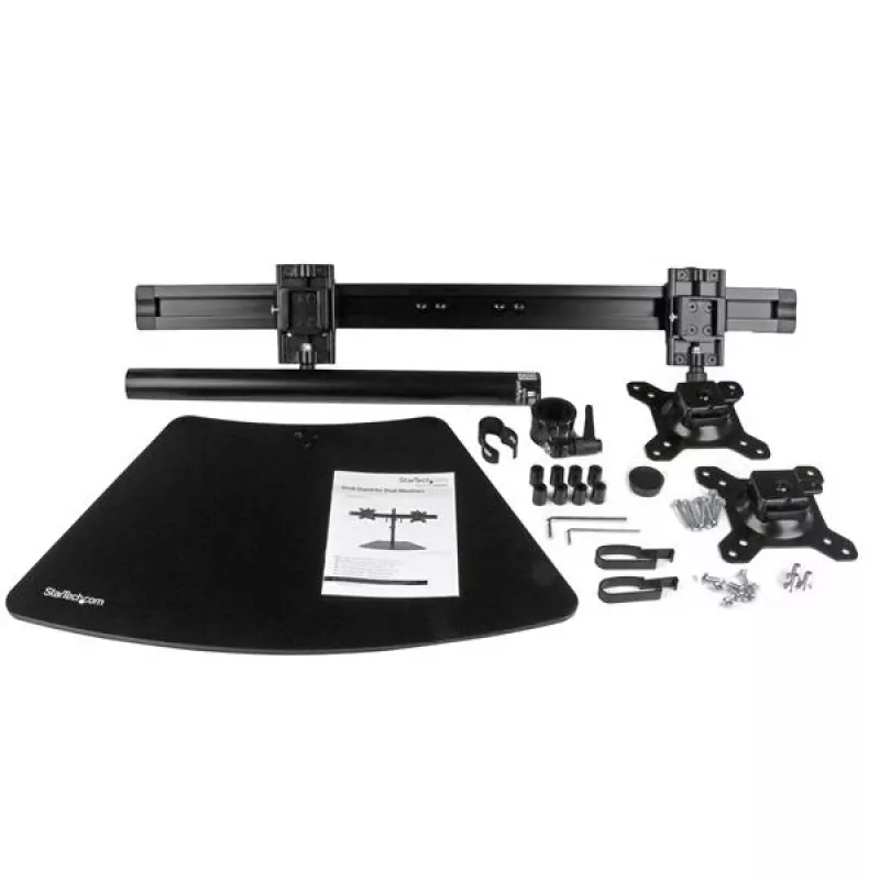 „StarTech.com“ dvigubo monitoriaus stovas – horizontalus – juodas, pastatomas, 8 kg, 61 cm (24 colių), 100 x 100 mm, reguliuojamas aukštis, juodas