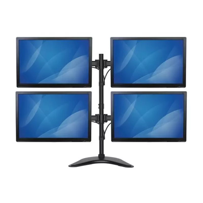 “StarTech.com” keturių monitorių stalinis stovas – lankstus, laisvai pastatomas, 8 kg, 33 cm (13 colių), 68,6 cm (27 colių), 100 x 100 mm, juodas