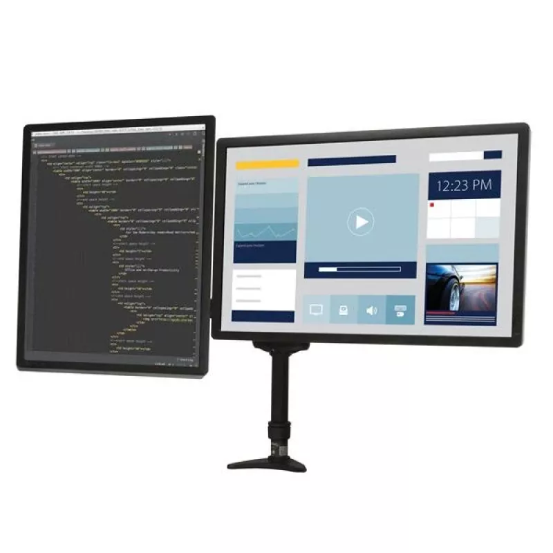 StarTech.com Stalo tvirtinimo dviejų monitorių laikiklis - lankstus, spaustukas, 13,6 kg, 30,5 cm (12 colių), 61 cm (24 colių), 100 x 100 mm, juodas