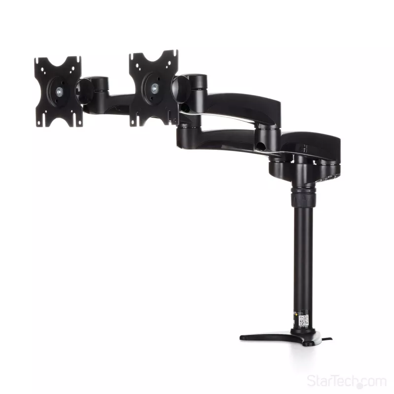 StarTech.com Stalo tvirtinimo dviejų monitorių laikiklis - lankstus, spaustukas, 13,6 kg, 30,5 cm (12 colių), 61 cm (24 colių), 100 x 100 mm, juodas