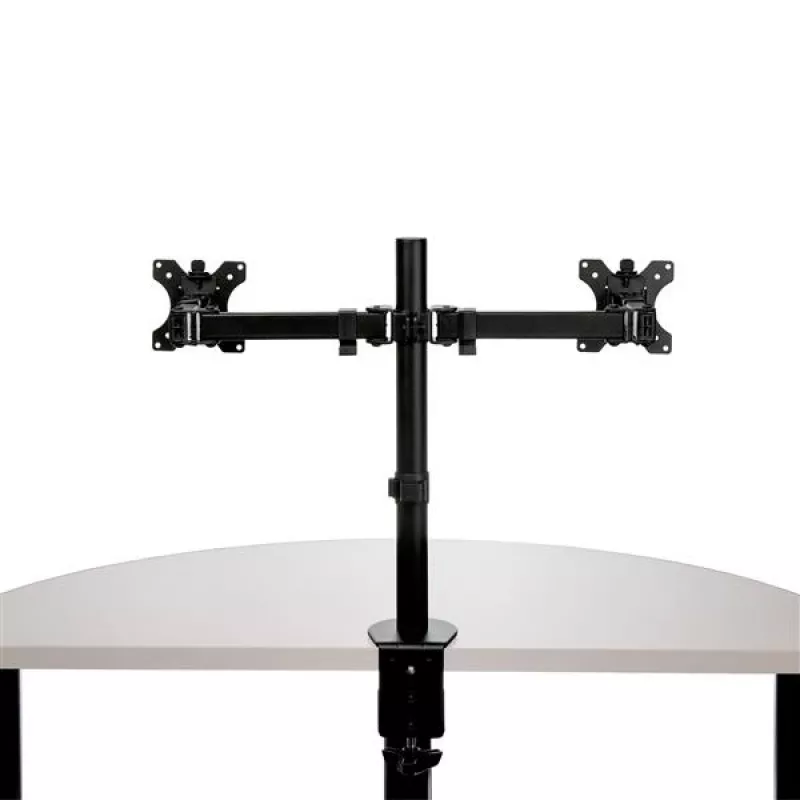 StarTech.com Stalo montavimo dviejų monitorių laikiklis – spaustukas / apvalkalas VESA monitorių laikiklis, skirtas iki 32 colių ekranams – ergonomiškas sąnarinis monitorių laikiklis – aukščio reguliavimas / pasvirimas / pasukimas / sukimas