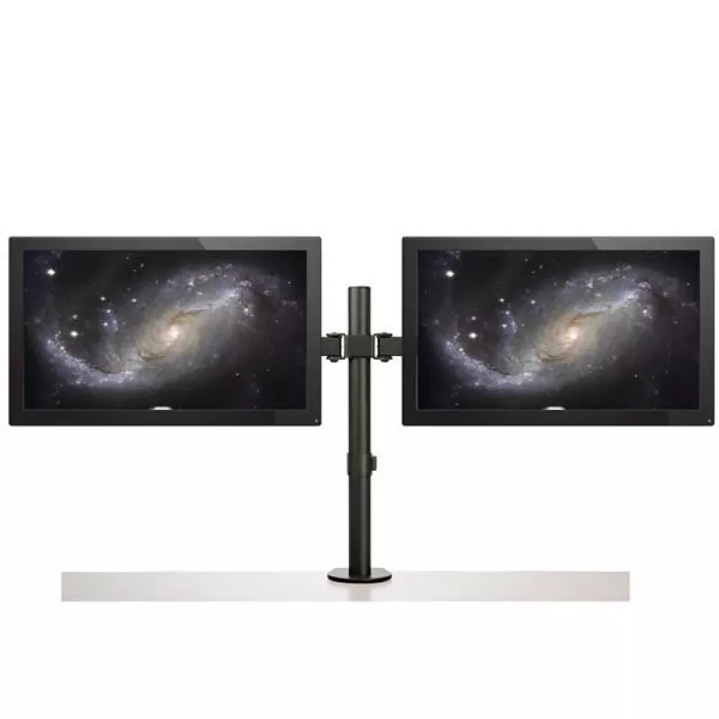 StarTech.com Stalo montavimo dviejų monitorių laikiklis – spaustukas / apvalkalas VESA monitorių laikiklis, skirtas iki 32 colių ekranams – ergonomiškas sąnarinis monitorių laikiklis – aukščio reguliavimas / pasvirimas / pasukimas / sukimas