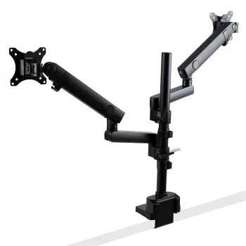 StarTech.com Stalviršio laikiklis dviem monitoriams, pilnai judantis monitoriaus laikiklis 2 VESA ekranams iki 32 inch (17,6 svaro/8 kg), reguliuojamas aukštis, tvirtinimas spaustuvu / kiauryme, mechaninė spyruoklė