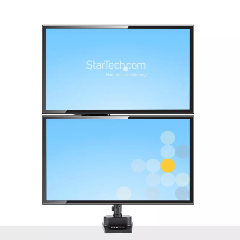 StarTech.com Stalviršio laikiklis dviem monitoriams, pilnai judantis monitoriaus laikiklis 2 VESA ekranams iki 32 inch (17,6 svaro/8 kg), reguliuojamas aukštis, tvirtinimas spaustuvu / kiauryme, mechaninė spyruoklė