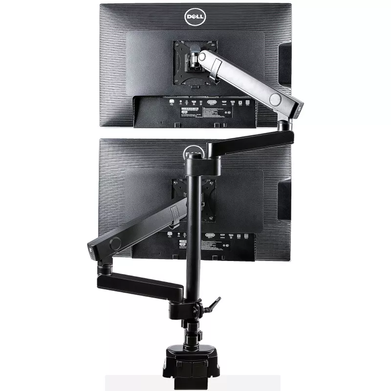 StarTech.com Stalviršio laikiklis dviem monitoriams, pilnai judantis monitoriaus laikiklis 2 VESA ekranams iki 32 inch (17,6 svaro/8 kg), reguliuojamas aukštis, tvirtinimas spaustuvu / kiauryme, mechaninė spyruoklė