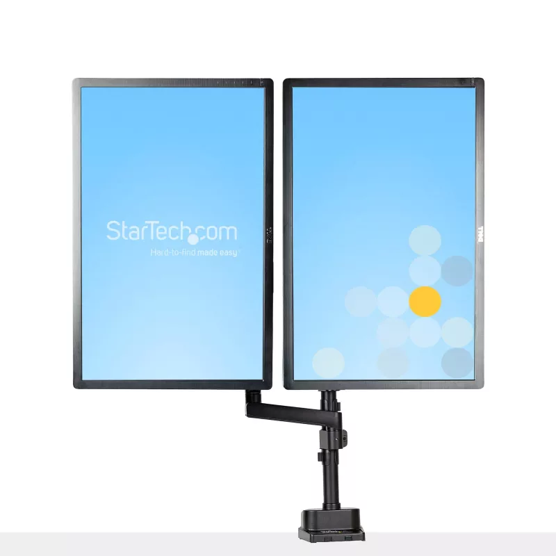 StarTech.com Stalviršio laikiklis dviem monitoriams, pilnai judantis monitoriaus laikiklis 2 VESA ekranams iki 32 inch (17,6 svaro/8 kg), reguliuojamas aukštis, tvirtinimas spaustuvu / kiauryme, mechaninė spyruoklė