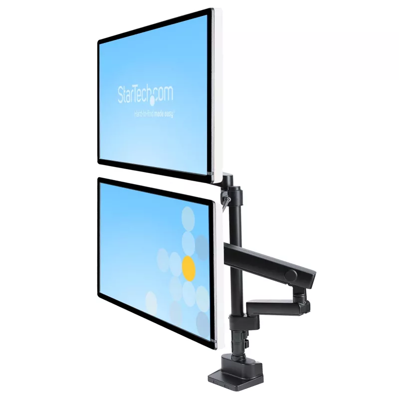 StarTech.com Stalviršio laikiklis dviem monitoriams, pilnai judantis monitoriaus laikiklis 2 VESA ekranams iki 32 inch (17,6 svaro/8 kg), reguliuojamas aukštis, tvirtinimas spaustuvu / kiauryme, mechaninė spyruoklė
