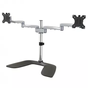 StarTech.com dvigubas monitoriaus stovas - ergonomiškas stalviršio monitoriaus stovas iki 32 colių VESA ekranams - laisvai stovintis lankstus universalus kompiuterio monitoriaus laikiklis - reguliuojamas aukštis - sidabrinis