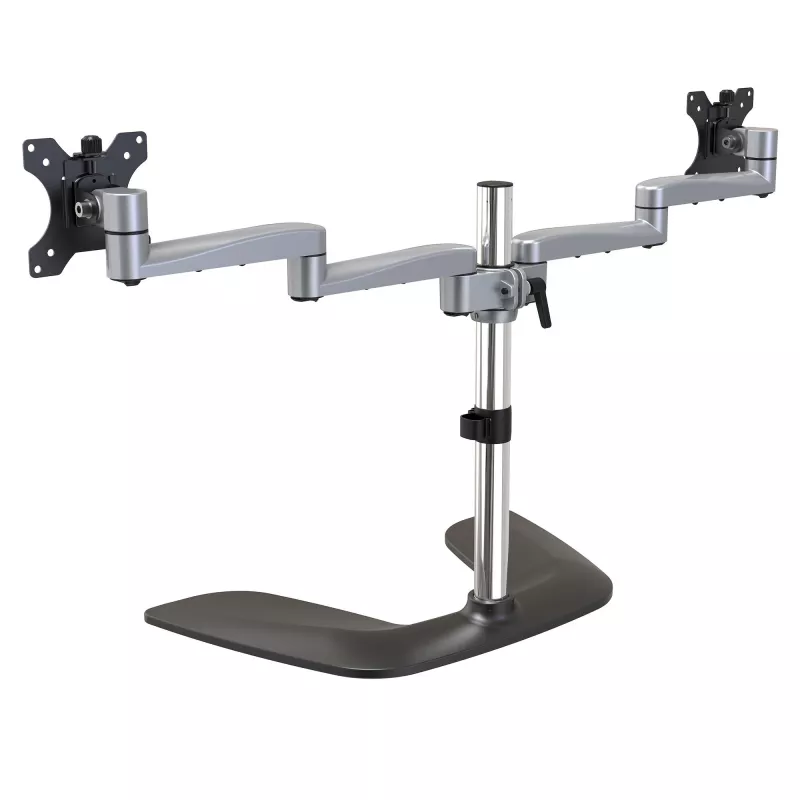 StarTech.com dvigubas monitoriaus stovas - ergonomiškas stalviršio monitoriaus stovas iki 32 colių VESA ekranams - laisvai stovintis lankstus universalus kompiuterio monitoriaus laikiklis - reguliuojamas aukštis - sidabrinis