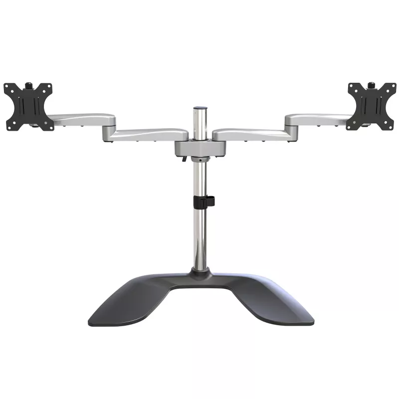 StarTech.com dvigubas monitoriaus stovas - ergonomiškas stalviršio monitoriaus stovas iki 32 colių VESA ekranams - laisvai stovintis lankstus universalus kompiuterio monitoriaus laikiklis - reguliuojamas aukštis - sidabrinis