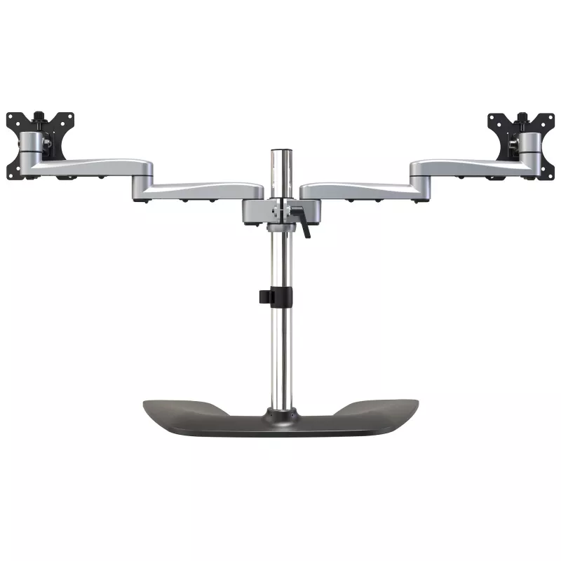 StarTech.com dvigubas monitoriaus stovas - ergonomiškas stalviršio monitoriaus stovas iki 32 colių VESA ekranams - laisvai stovintis lankstus universalus kompiuterio monitoriaus laikiklis - reguliuojamas aukštis - sidabrinis