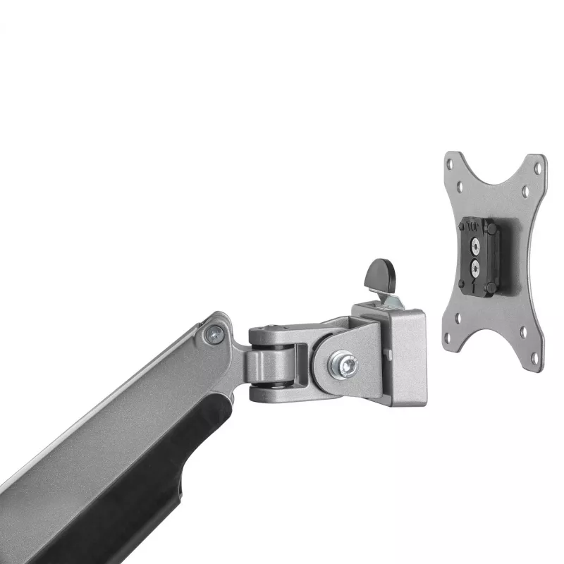 StarTech.com stalinis monitoriaus laikiklis – tvirtas, ergonomiškas VESA monitoriaus laikiklis – vienam 9 kg ekranui – pilnai judinamas, reguliuojamo aukščio, pasukamas – aliuminis – C spaustuvas / grommet – sidabrinis