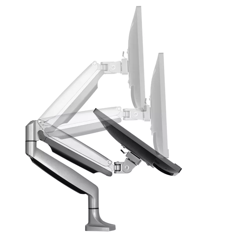 StarTech.com stalinis monitoriaus laikiklis – tvirtas, ergonomiškas VESA monitoriaus laikiklis – vienam 9 kg ekranui – pilnai judinamas, reguliuojamo aukščio, pasukamas – aliuminis – C spaustuvas / grommet – sidabrinis