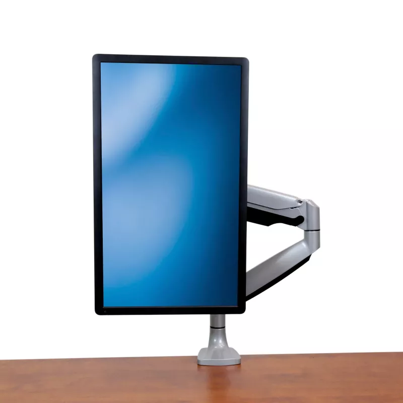 StarTech.com stalinis monitoriaus laikiklis – tvirtas, ergonomiškas VESA monitoriaus laikiklis – vienam 9 kg ekranui – pilnai judinamas, reguliuojamo aukščio, pasukamas – aliuminis – C spaustuvas / grommet – sidabrinis