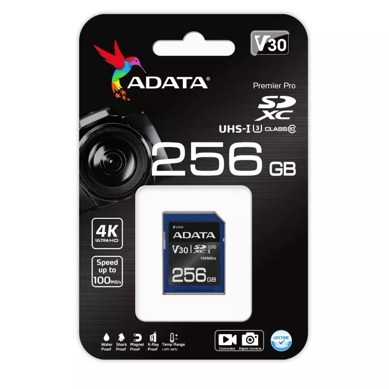 ADATA ASDX256GUI3V30S-R atminties kortelė 256 GB SDXC UHS-I Class 10