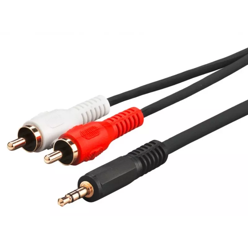 „Microconnect AUDLC10G“ garso kabelis, 10 m, 3,5 mm, 2 × RCA, juodas