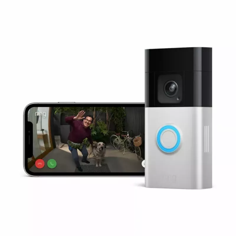 Vaizdo domofono sistema RING B0B2BNM4PV — belaidė, maks. 1920×1080 vaizdo raiška, nikelio apdaila, Wi‑Fi (802.11b/g/n/ax)