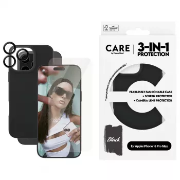 „3 viename“ rinkinys „PanzerGlass CARE by Fashion“, skirtas „iPhone 16 Pro Max“