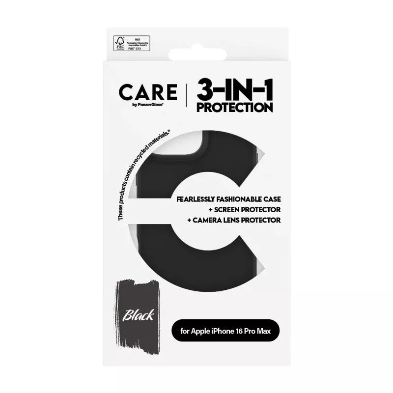 „3 viename“ rinkinys „PanzerGlass CARE by Fashion“, skirtas „iPhone 16 Pro Max“
