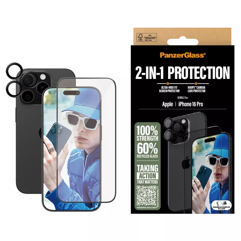 PanzerGlass „2-in-1 Bundle“ skirtas „iPhone '24“ 6,3 col. „Pro“ modeliui B2862+1284