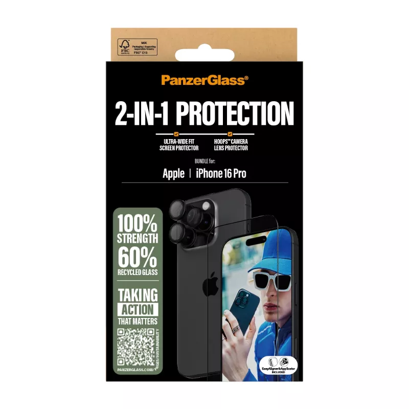 PanzerGlass „2-in-1 Bundle“ skirtas „iPhone '24“ 6,3 col. „Pro“ modeliui B2862+1284