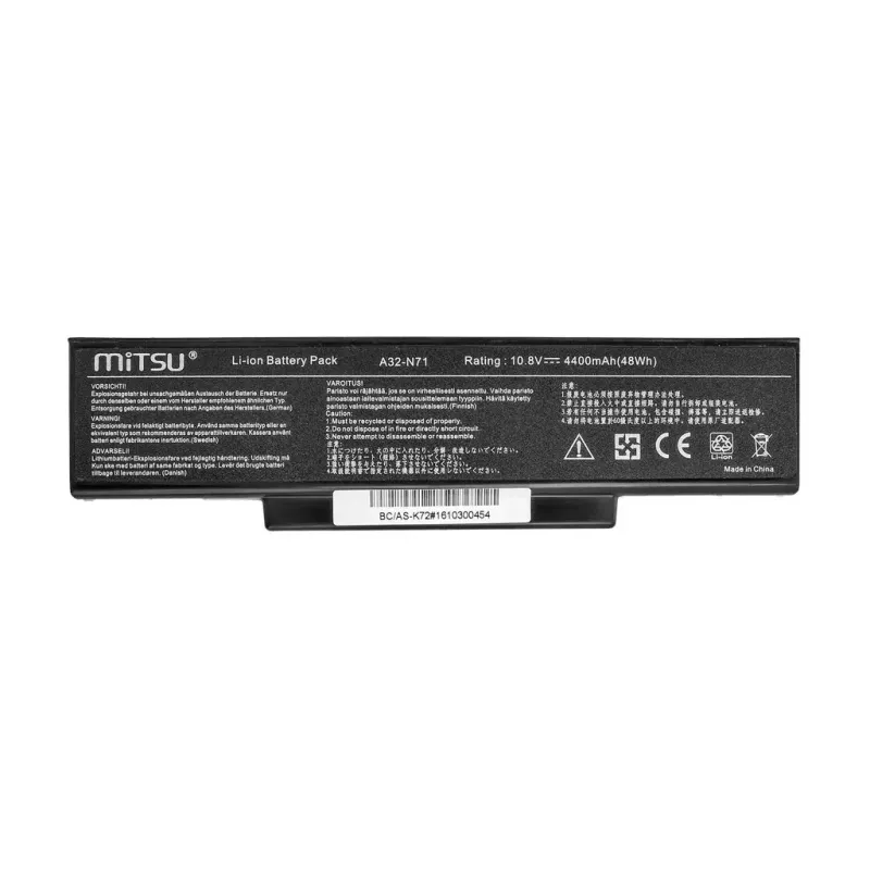 Baterija MITSU, skirta ASUS K72 K73 N73 X77, 4400 mAh, 10.8–11.1 V