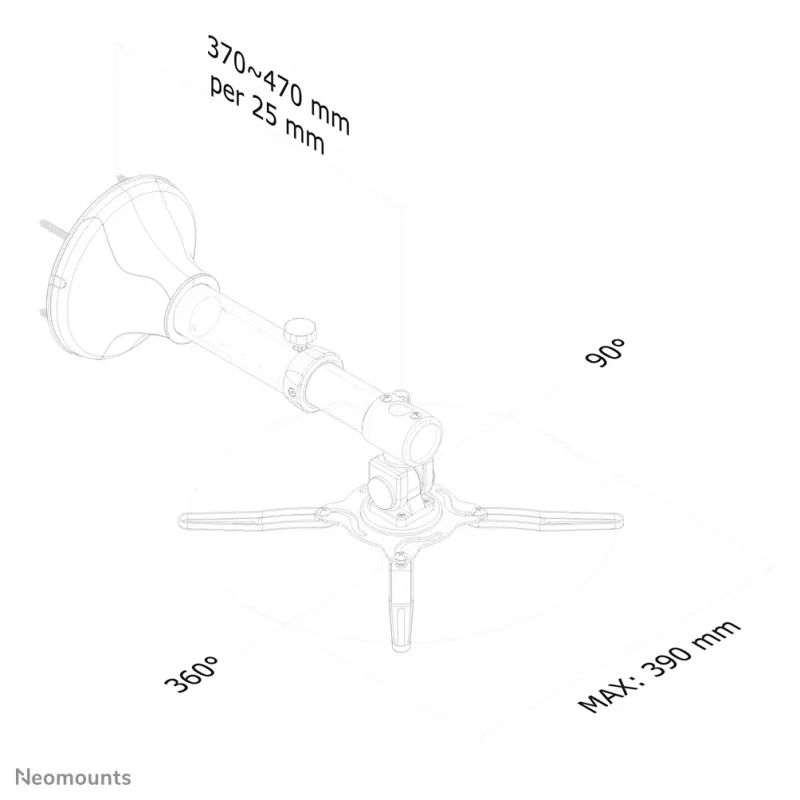 Neomounts BEAMER-W050Juoda projektoriaus sieninis laikiklis - gylis 37-47 cm - pilnas judėjimas