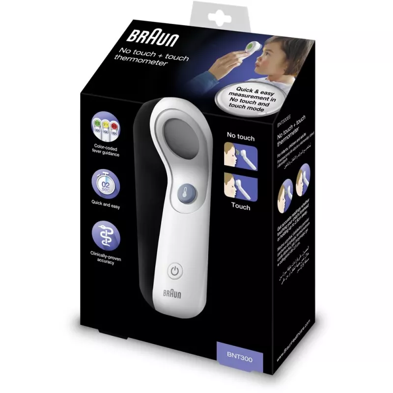 Braun BNT300WE skaitmeninis kūno termometras Nuotolinio jutimo termometras Baltas Kakta Mygtukai