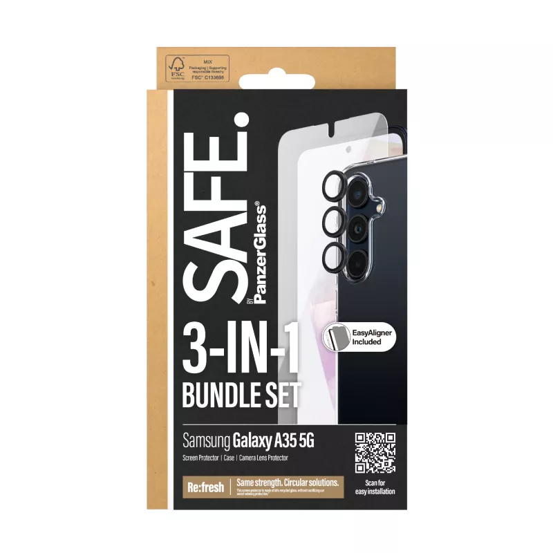 PanzerGlass SAFE. by ® 3-in-1 apsaugos rinkinys Samsung Galaxy A35 5G