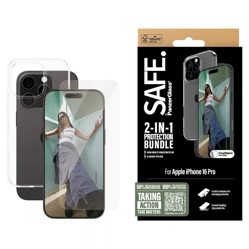 PanzerGlass SAFE. 2-in-1 apsaugos rinkinys iPhone '24 6.3 col. Pro