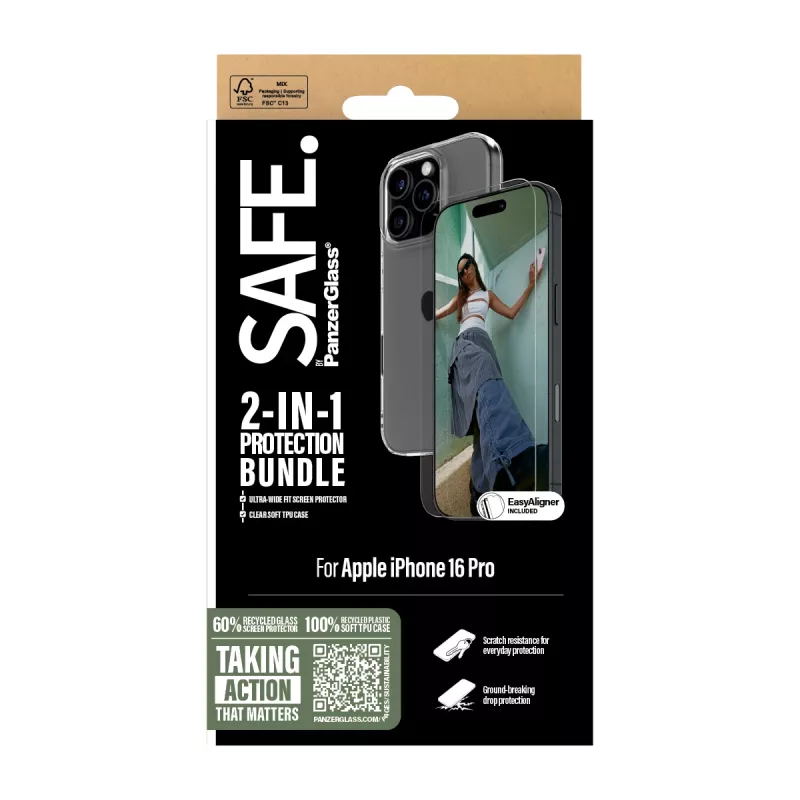 PanzerGlass SAFE. 2-in-1 apsaugos rinkinys iPhone '24 6.3 col. Pro