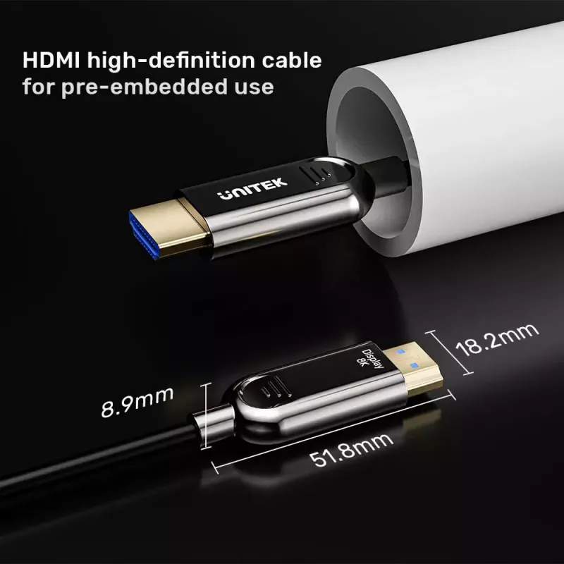 HDMI laidas Unitek C11085GY01-20M 20 m HDMI 2.1 48 Gbit/s 4K@144Hz 8K@60Hz juodas