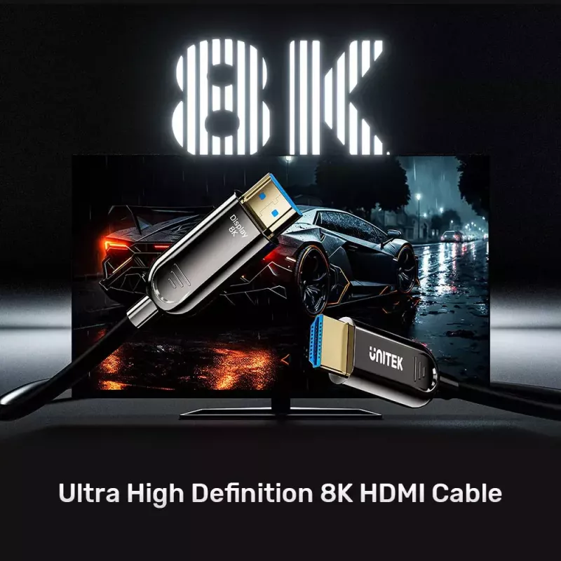 HDMI laidas Unitek C11085GY01-20M 20 m HDMI 2.1 48 Gbit/s 4K@144Hz 8K@60Hz juodas