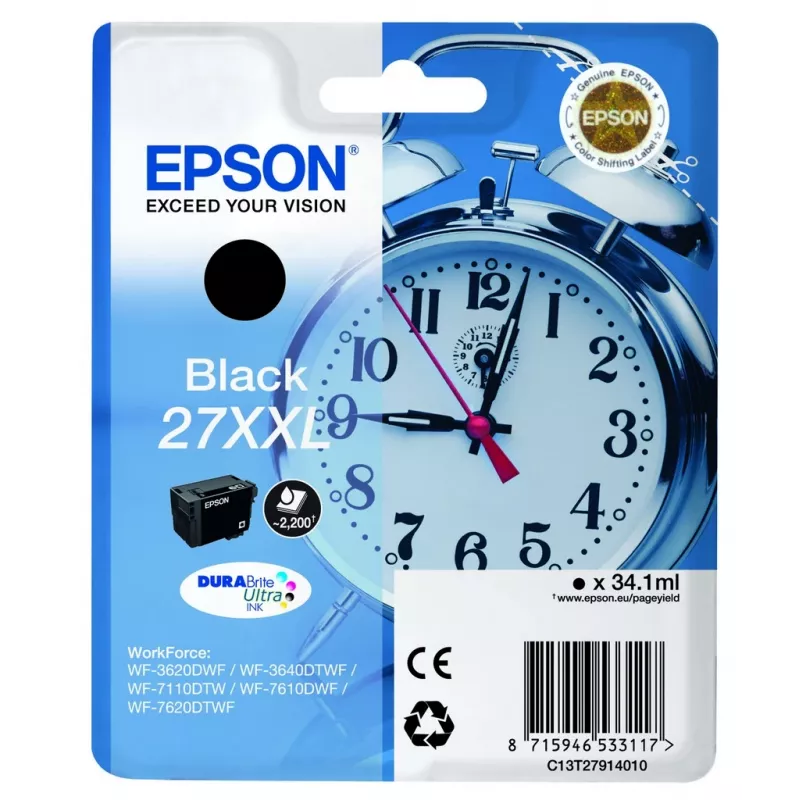 Epson Žadintuvas 27XXL DURABrite Ultra rašalo kasetė 1 vnt. Originali Juoda