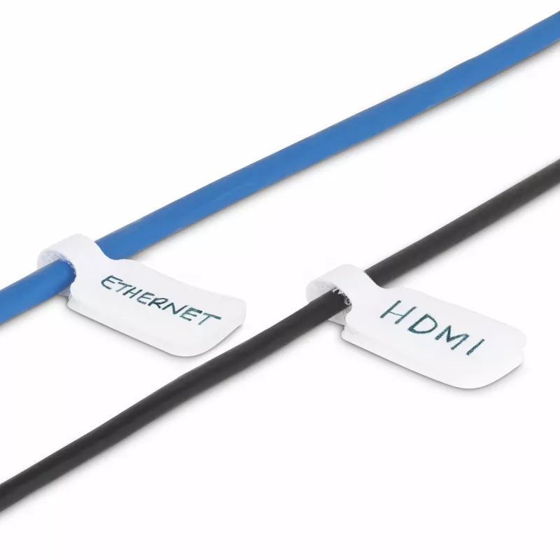 StarTech.com 3,5 col. (9 cm) kabelių etiketės, 100 vnt. pakuotė, baltos, užkabinamos kabelių žymos, užrašomos laidų etiketės kabelių valdymui, laidų identifikavimo žymos