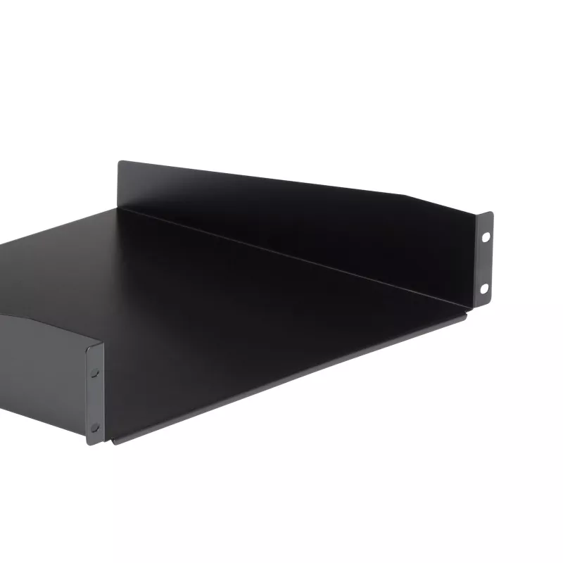 StarTech.com 2U serverių stovo lentyna - universali stovo montavimo konsolinė lentyna 19 colių tinklo įrangos stovui ir spintai - tvirto plieno – apkrova 44 svarai/20 kg - 16 colių gylio dėklas, juoda