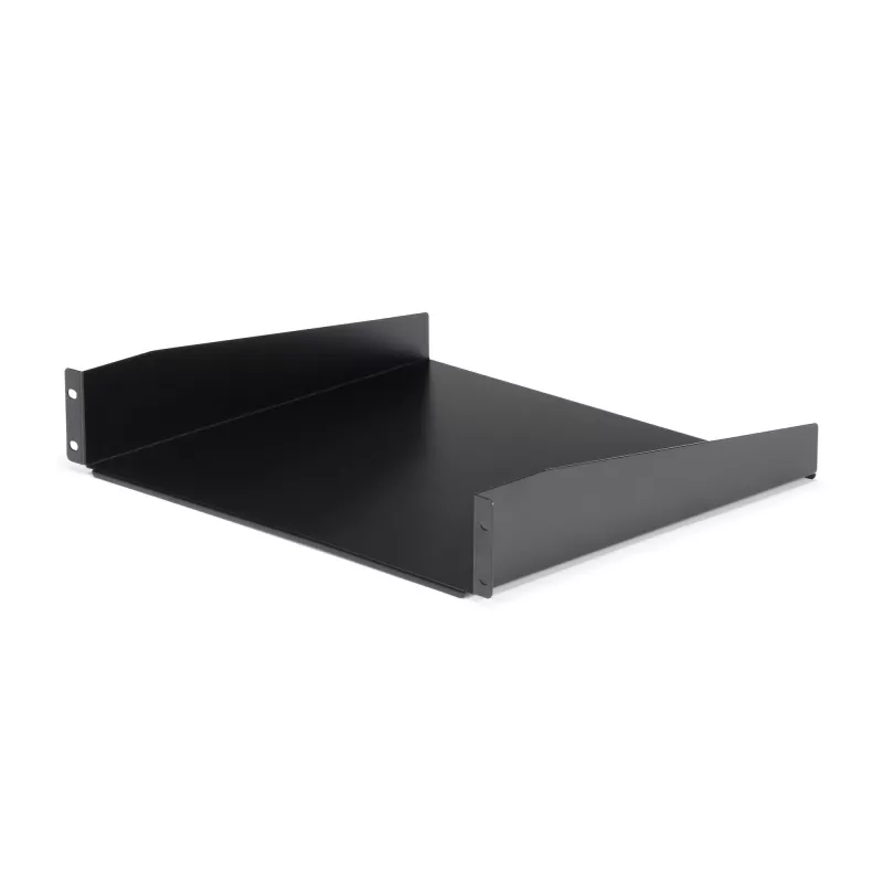 StarTech.com 2U serverių stovo lentyna - universali stovo montavimo konsolinė lentyna 19 colių tinklo įrangos stovui ir spintai - tvirto plieno – apkrova 44 svarai/20 kg - 16 colių gylio dėklas, juoda