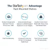 StarTech.com 2U serverių stovo lentyna - universali stovo montavimo konsolinė lentyna 19 colių tinklo įrangos stovui ir spintai - tvirto plieno – apkrova 44 svarai/20 kg - 16 colių gylio dėklas, juoda