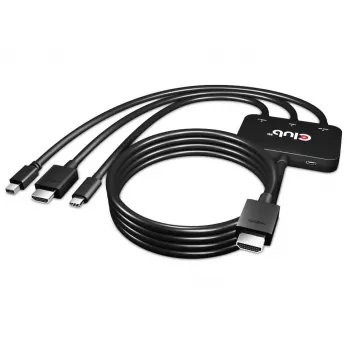 CLUB3D USB Type C + HDMI™ + MiniDisplayPort™ 1.2 to HDMI™ 4K60Hz HDR M/M aktyvus adapteris 32AWG