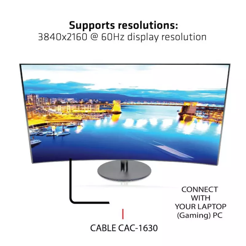 CLUB3D USB Type C + HDMI™ + MiniDisplayPort™ 1.2 to HDMI™ 4K60Hz HDR M/M aktyvus adapteris 32AWG