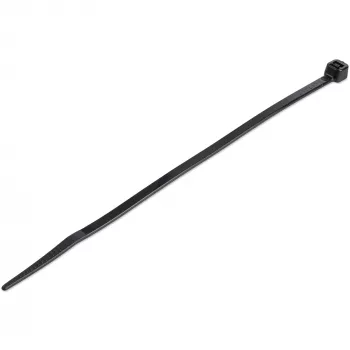StarTech.com 100 vnt. 6 colių (15 cm) kabelių raiščiai - 1/8 colio (3,6 mm) pločio, 1-3/8 colio (39 mm) ryšulio skersmuo, 40 svarų (18 kg) tempimo stipris, nailoniniai savaime užsifiksuojantys užtraukiami raiščiai lenktu galu, UL sąraše, juodi - TAA