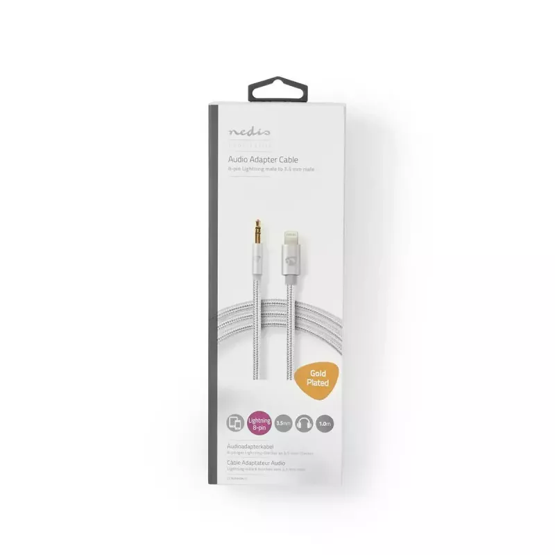 Nedis CCTB39940AL10 Lightning laidas 1 m aliuminis 3,5 mm jungtis