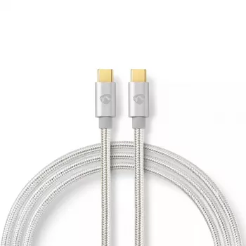 USB laidas Nedis CCTB60800AL20 USB 2.0 2 m USB C sidabrinis