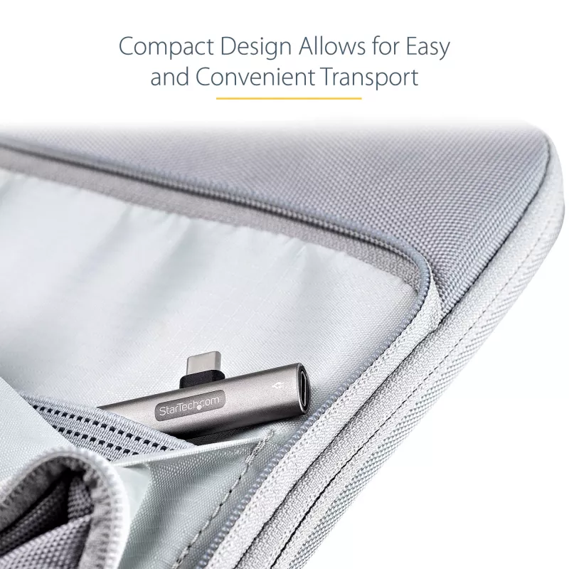 StarTech.com USB C garso ir įkrovimo adapteris – USB-C garso adapteris su USB-C ausinių / laisvų rankų įrangos prievadu ir 60 W USB Type-C maitinimo perdavimo pralaidiniu įkrovikliu – USB-C telefonams / planšetėms / nešiojamiesiems kompiuteriams