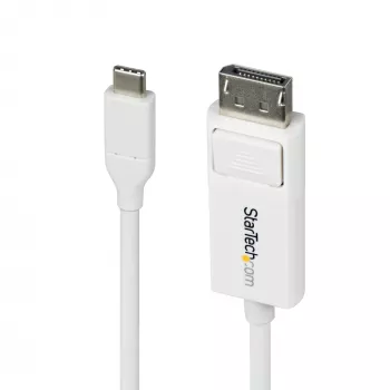 StarTech.com 6 pėdų (2 m) USB-C į DisplayPort 1.2 laidas, dvikryptis, 4K 60 Hz, baltas vaizdo adapterio laidas, skirtas Apple MacBook Pro / Air M1 M2 M3 M4, Mac Mini / Studio, Thunderbolt suderinamas