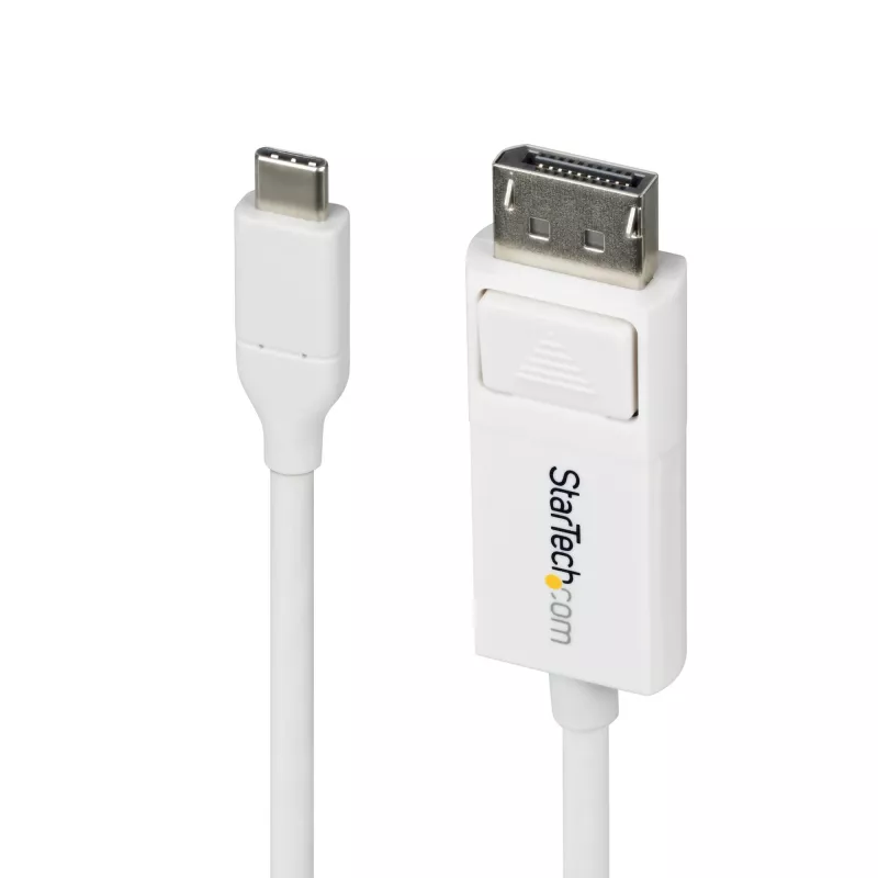 StarTech.com 6 pėdų (2 m) USB-C į DisplayPort 1.2 laidas, dvikryptis, 4K 60 Hz, baltas vaizdo adapterio laidas, skirtas Apple MacBook Pro / Air M1 M2 M3 M4, Mac Mini / Studio, Thunderbolt suderinamas